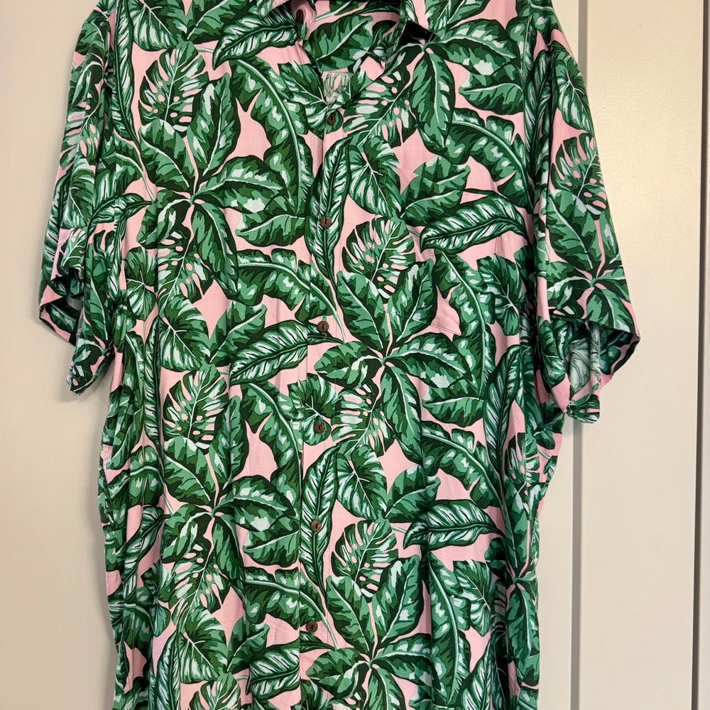 Kenny Flowers Green Leaf Print XXL Men's Shirt